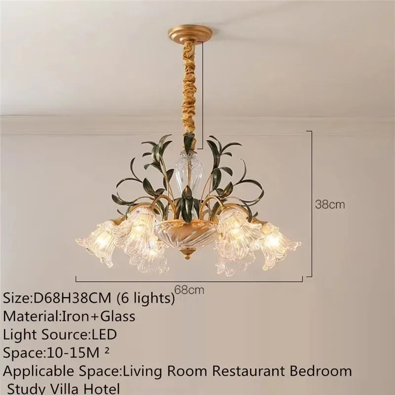 French Retro Crystal Pendant Light for Living Room and Restaurant