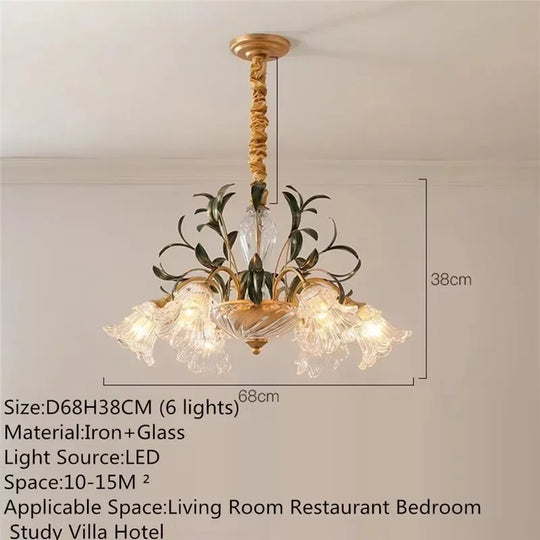 French Retro Crystal Pendant Light for Living Room and Restaurant