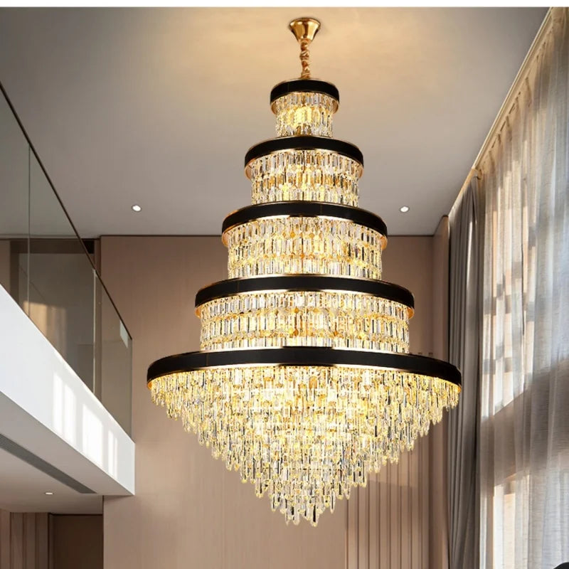Luxury Crystal Pendant Chandelier for Duplex and Hotel Lobby