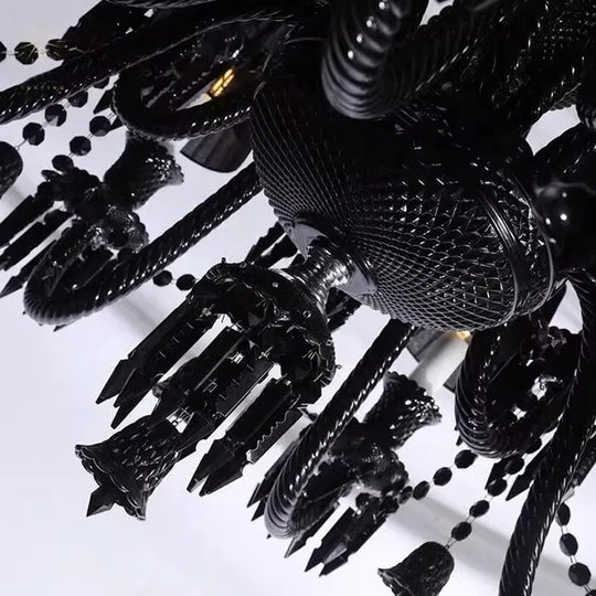 Black Crystal Chandelier for Dining Room and Bedroom Lighting