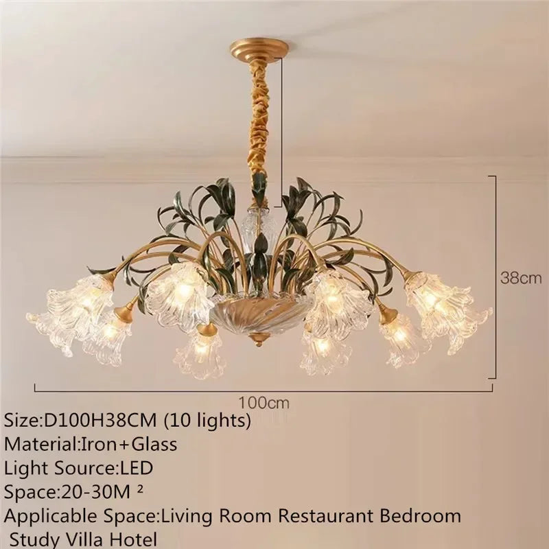 French Retro Crystal Pendant Light for Living Room and Restaurant