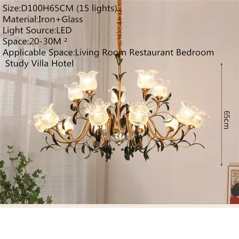 French Retro Crystal Pendant Light for Living Room and Restaurant