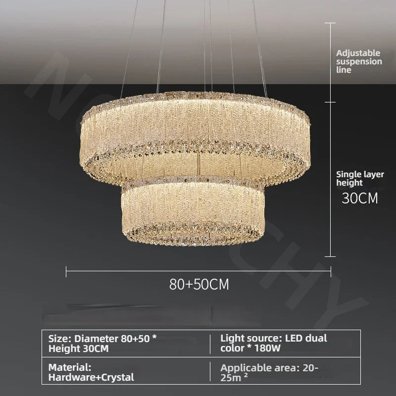 Luxury Gold Crystal Pendant Lamp for Living and Dining Room