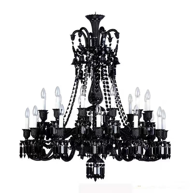 Black Crystal Chandelier for Dining Room and Bedroom Lighting