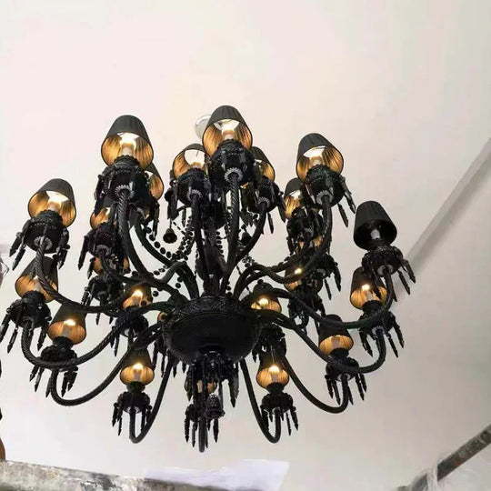 Black Crystal Chandelier for Dining Room and Bedroom Lighting