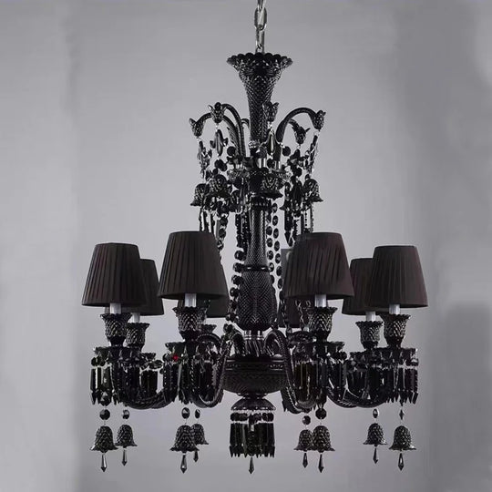 Black Crystal Chandelier for Dining Room and Bedroom Lighting