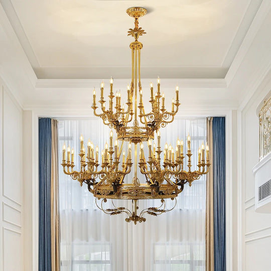 French Retro Brass Angel Candle Chandelier