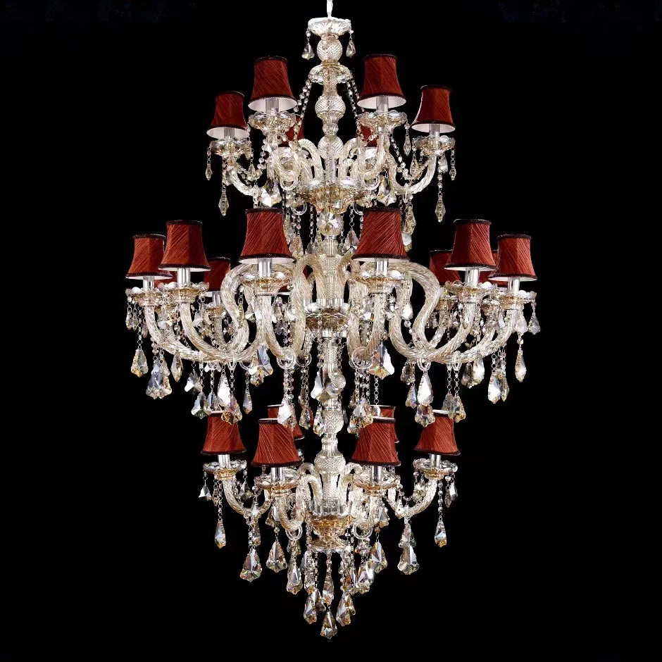 3 Layer Large Crystal Chandelier for Staircase and Hotel Lobby