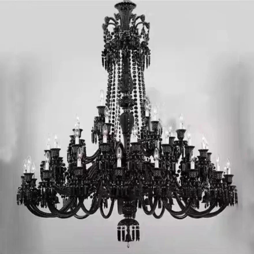 Black Crystal Chandelier for Dining Room and Bedroom Lighting