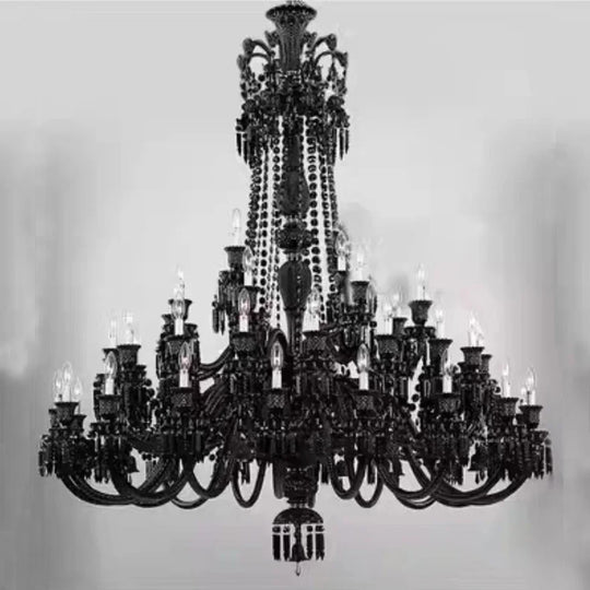 Black Crystal Chandelier for Dining Room and Bedroom Lighting