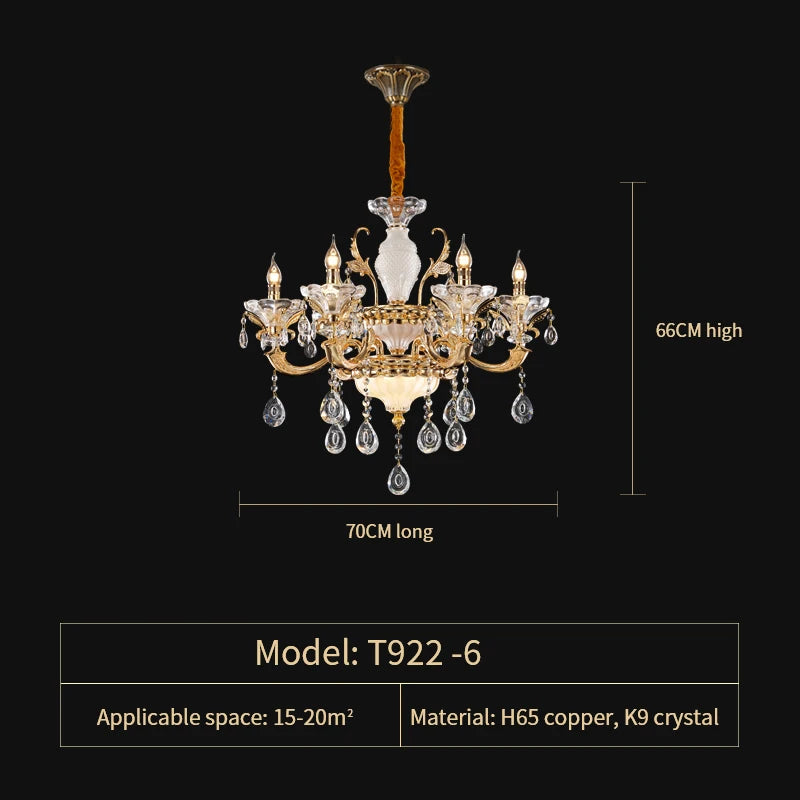 Crystal Candle Chandelier for Living Room and Dining Area