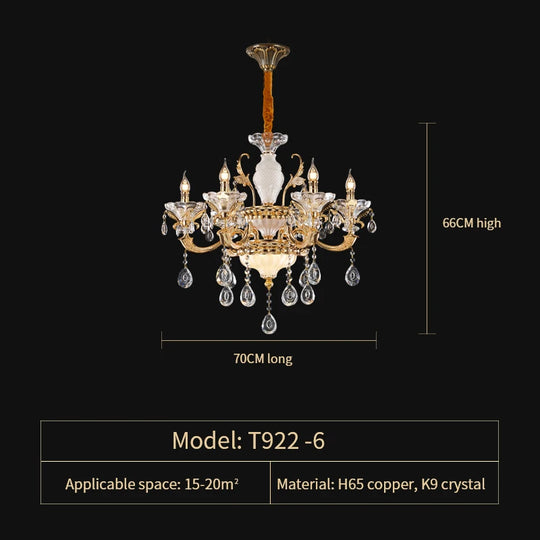 Crystal Candle Chandelier for Living Room and Dining Area