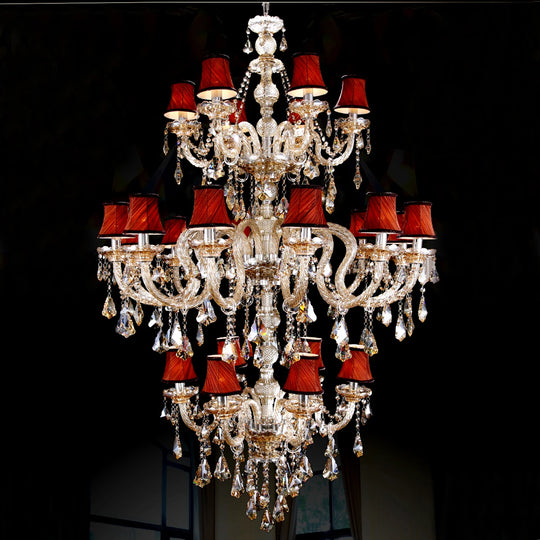 3 Layer Large Crystal Chandelier for Staircase and Hotel Lobby