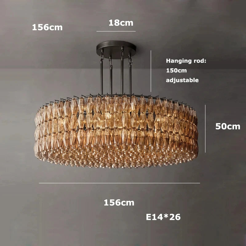 Retro Champagne Pendant Light for Large Living Room Lighting