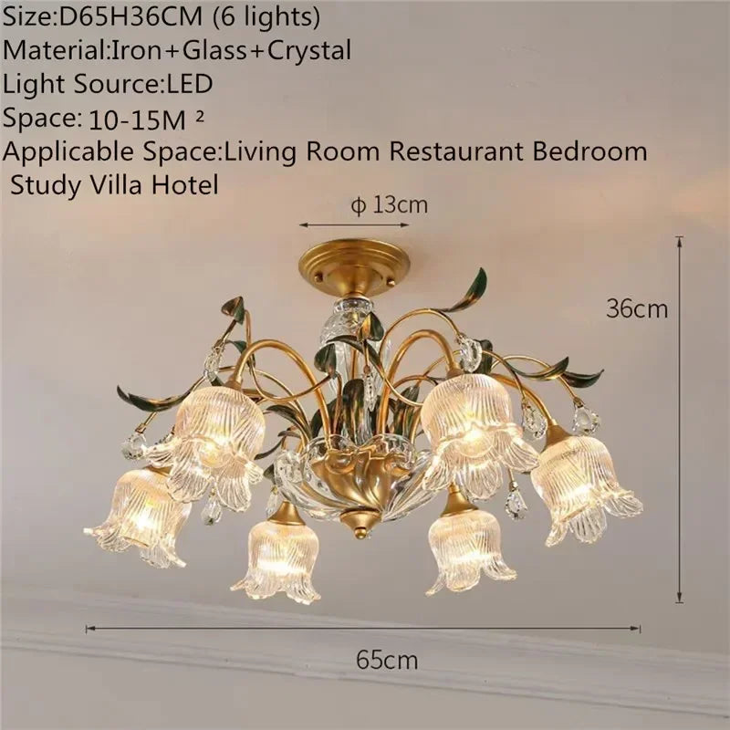 French Retro Crystal Pendant Light for Living Room and Restaurant