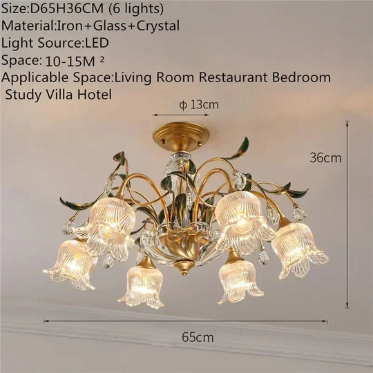 French Retro Crystal Pendant Light for Living Room and Restaurant