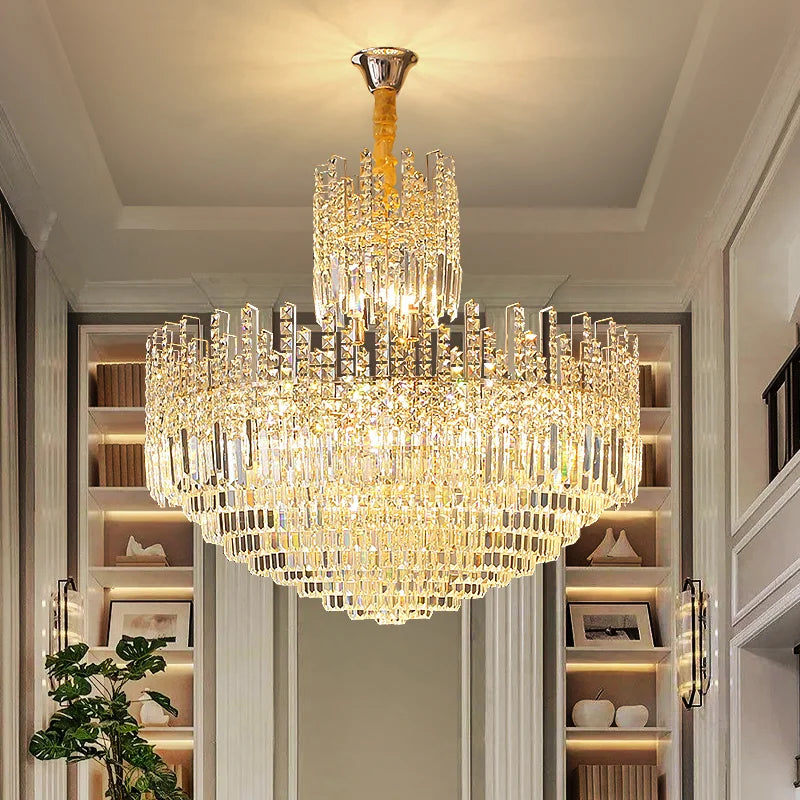 Crystal Chandelier for Duplex Hall and Staircase Lighting