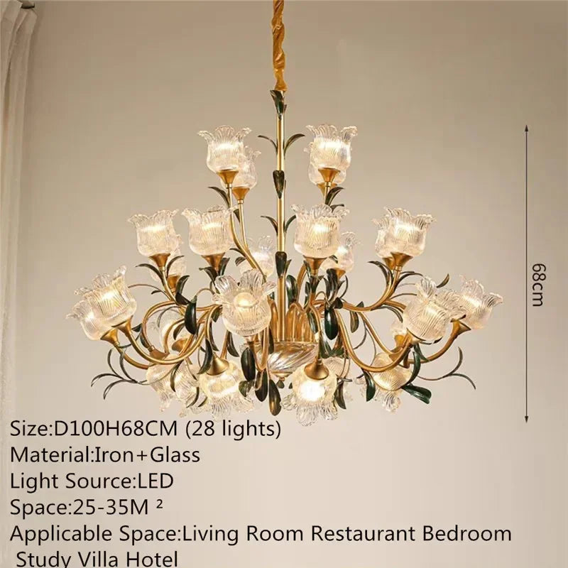 French Retro Crystal Pendant Light for Living Room and Restaurant