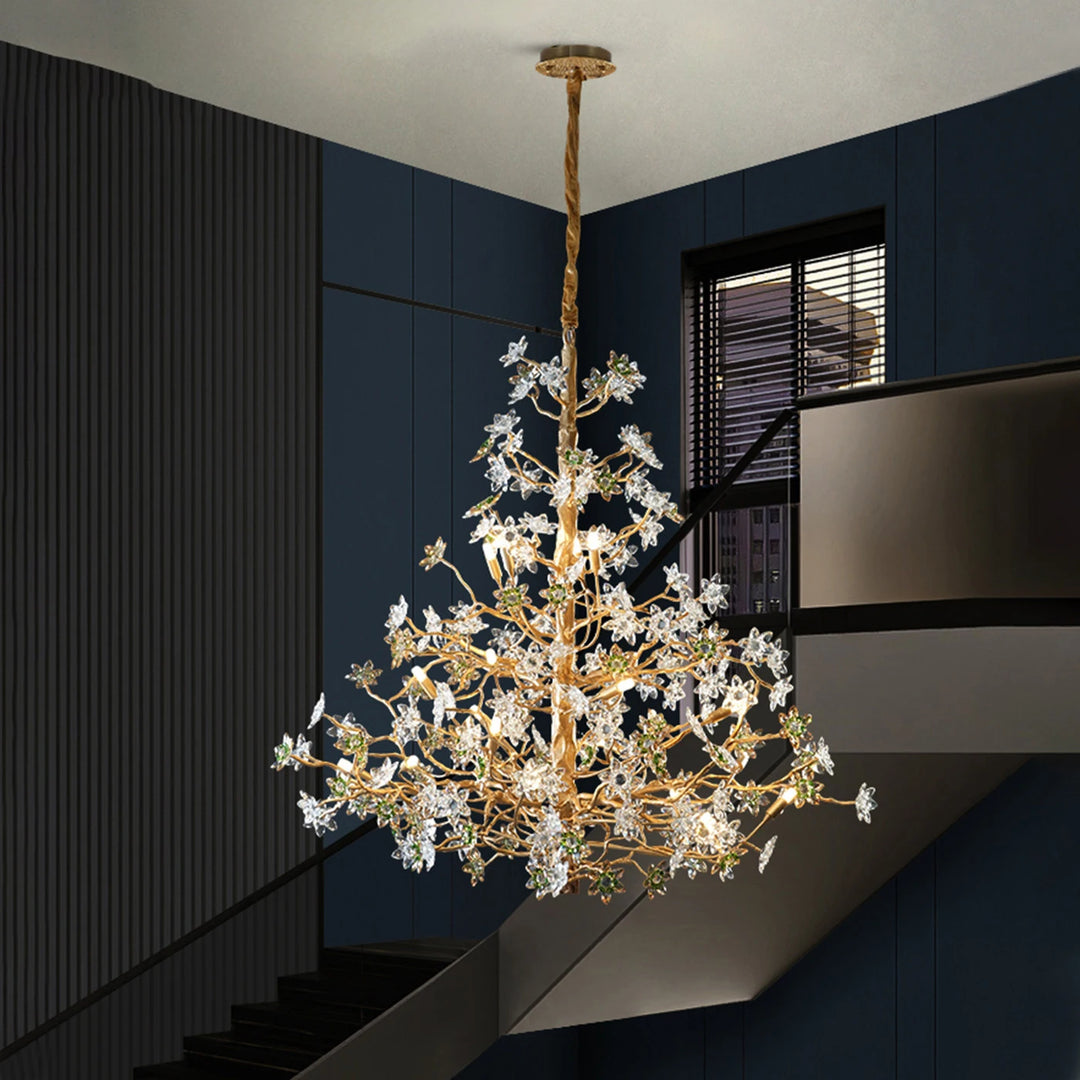 Solid Brass Branch Crystal Chandelier