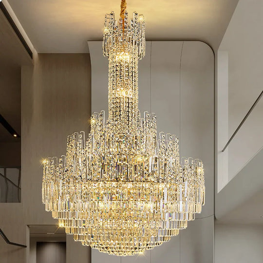 Crystal Chandelier for Duplex Hall and Staircase Lighting