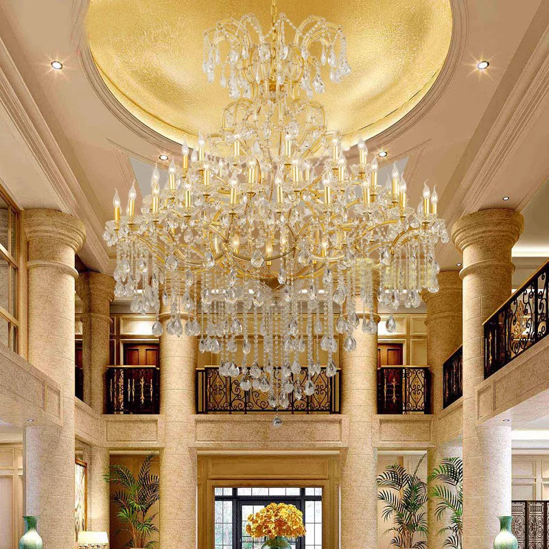 Luxury Large Crystal Candle Chandelier for Lobby and Villa Lighting