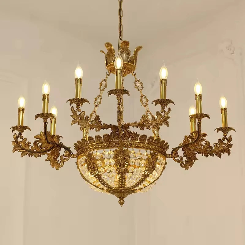 Baroque 9-Candle Copper Crystal Chandelier