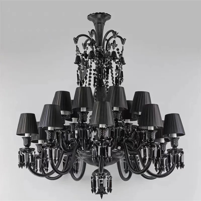 Black Crystal Chandelier for Dining Room and Bedroom Lighting