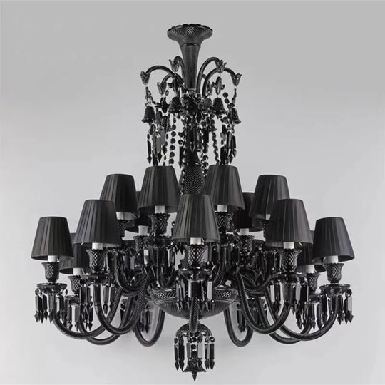 Black Crystal Chandelier for Dining Room and Bedroom Lighting