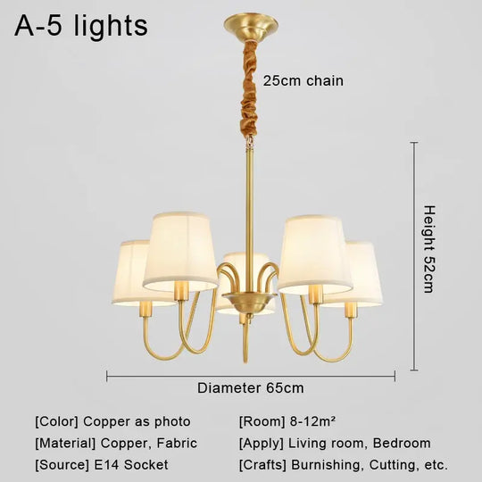 Modern LED Fabric Chandelier Light for Living and Dining Room