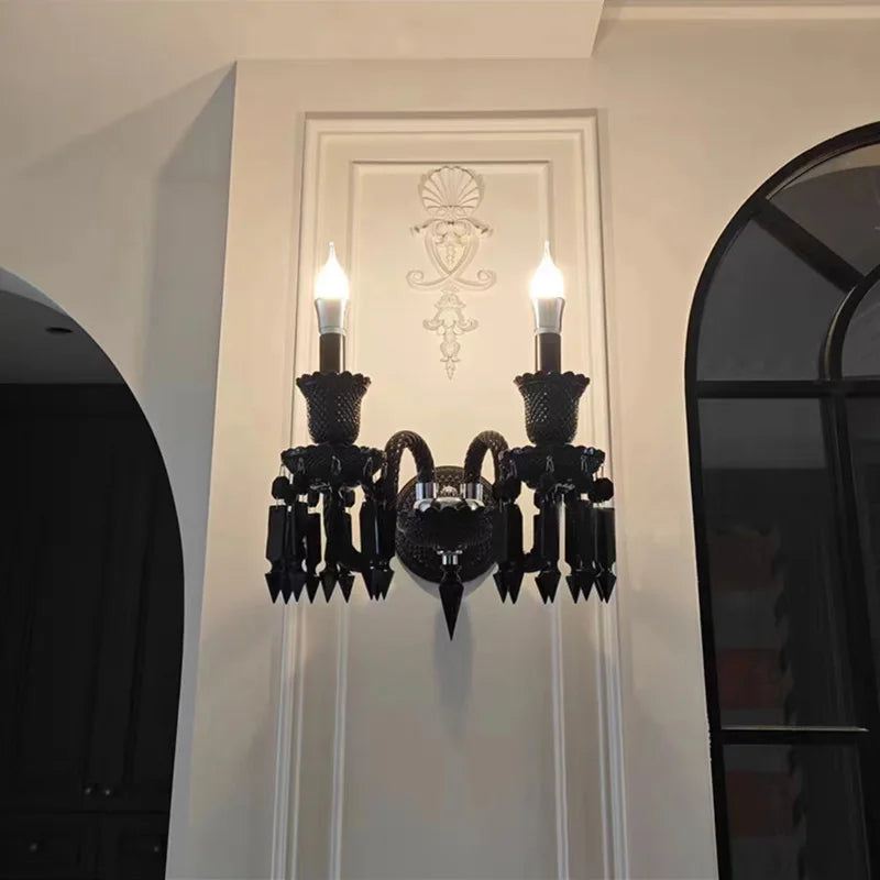 Black Crystal Chandelier for Dining Room and Bedroom Lighting