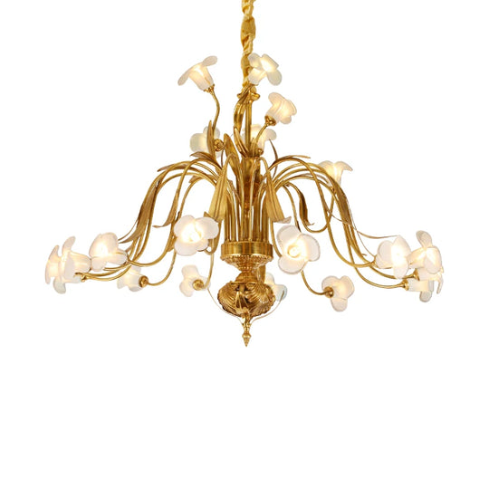 Luxury Brass Ceramic Retro Chandelier for Living and Dining