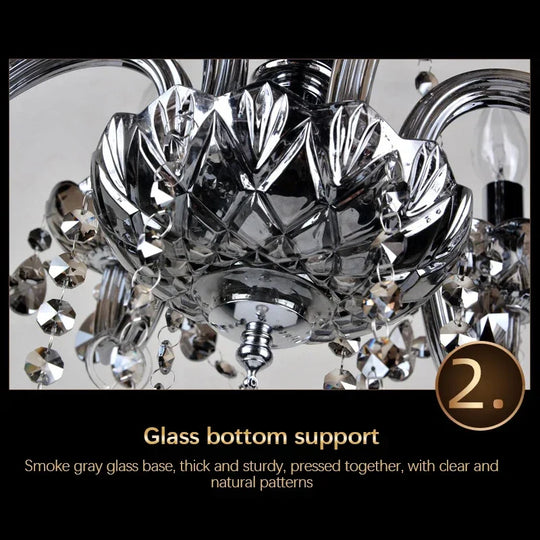 ELARA European Luxury Crystal Pendent Lamp Smoke Gray Living Room Restaurant Bedroom Villa Hotel Western Restaurant Chandelier