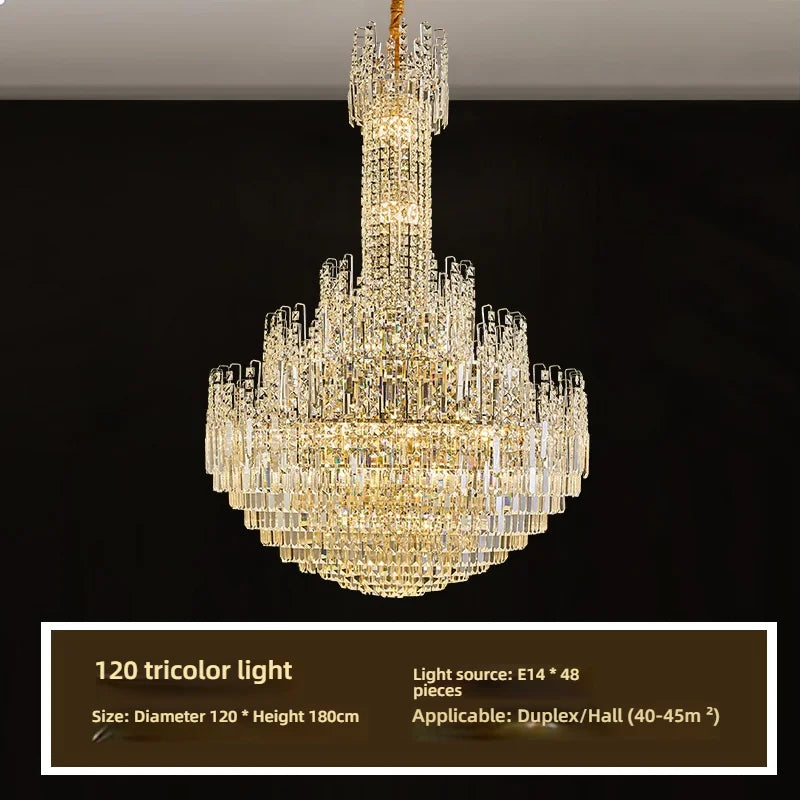 Crystal Chandelier for Duplex Hall and Staircase Lighting
