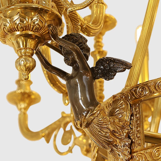 French Retro Brass Angel Candle Chandelier
