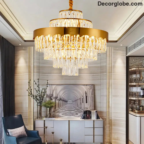 Alessandra Gold Cascade: Crystal Elegance for Your Dining Room - DecorGlobe