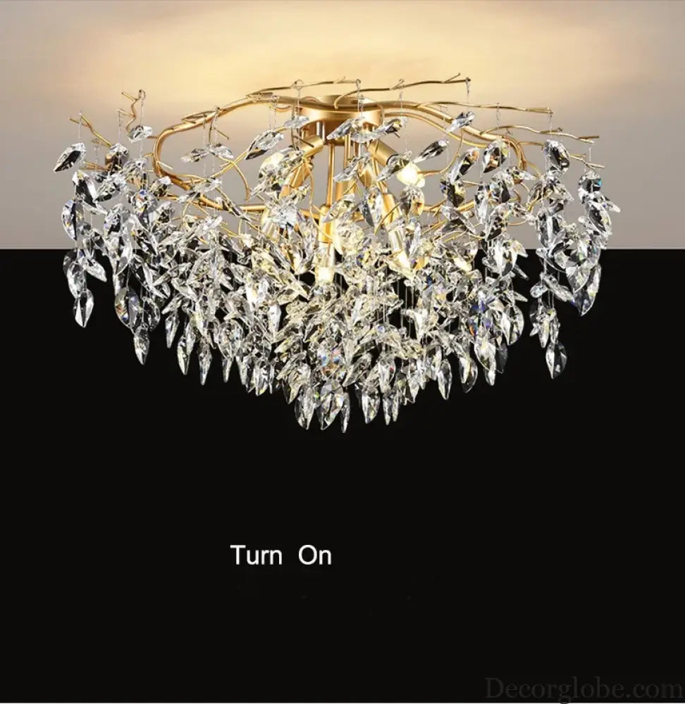 Elegant Long Gold K9 Crystal Chandelier - Ideal for Kitchen, Dining Room, Bedroom, and Living Room Ceiling Lighting, Featuring Branch-Style Chandeliers - DecorGlobe