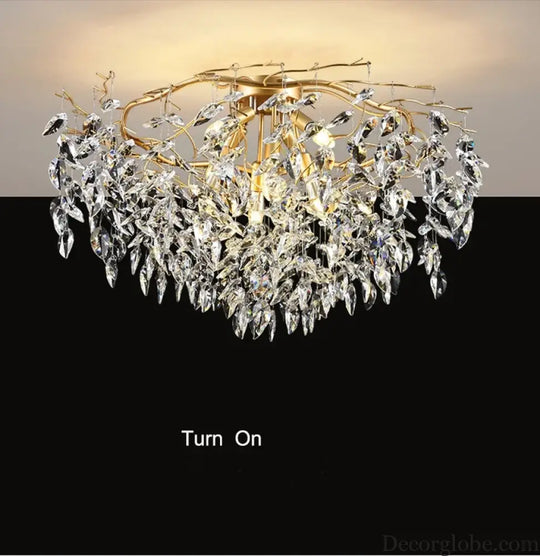 Elegant Long Gold K9 Crystal Chandelier - Ideal for Kitchen, Dining Room, Bedroom, and Living Room Ceiling Lighting, Featuring Branch-Style Chandeliers - DecorGlobe