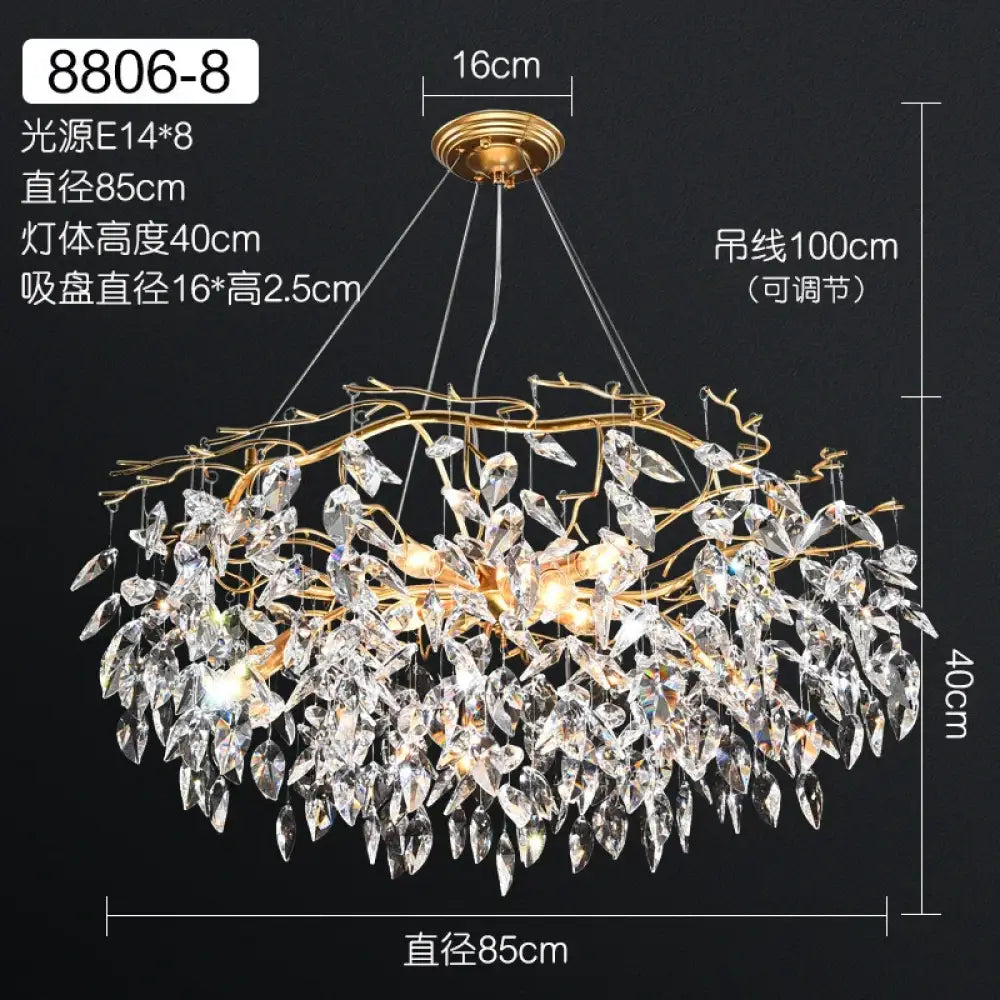 Elegant Long Gold K9 Crystal Chandelier - Ideal for Kitchen, Dining Room, Bedroom, and Living Room Ceiling Lighting, Featuring Branch-Style Chandeliers - DecorGlobe