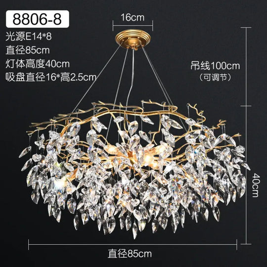 Elegant Long Gold K9 Crystal Chandelier - Ideal for Kitchen, Dining Room, Bedroom, and Living Room Ceiling Lighting, Featuring Branch-Style Chandeliers - DecorGlobe
