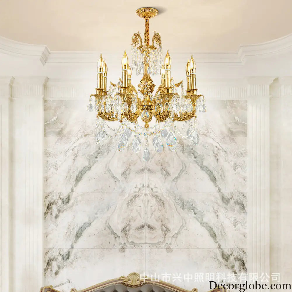 French Crystal Copper Branch Chandelier for Villa Living