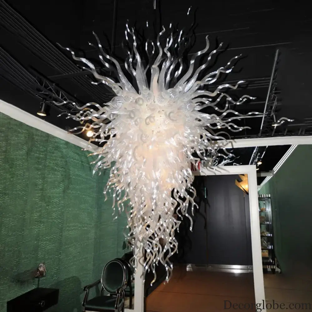 ALVÉRA White Hand-Blown Glass LED Pendant Chandelier Chandelier