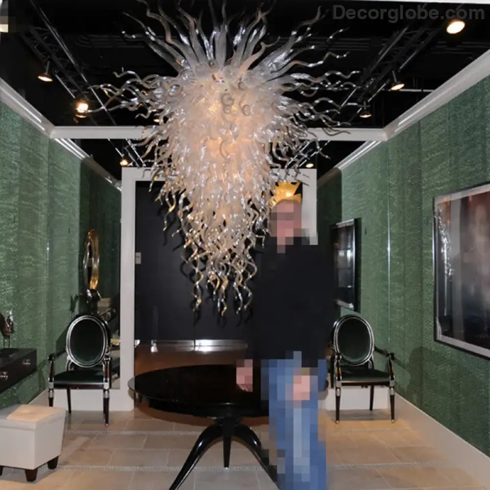 ALVÉRA White Hand-Blown Glass LED Pendant Chandelier Chandelier