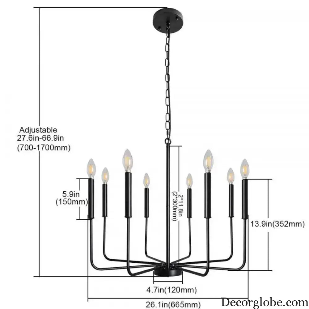 Retro Industrial Candle Chandelier Light for Bedroom and Study