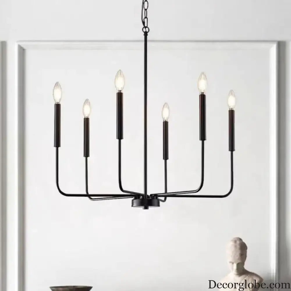 Retro Industrial Candle Chandelier Light for Bedroom and Study