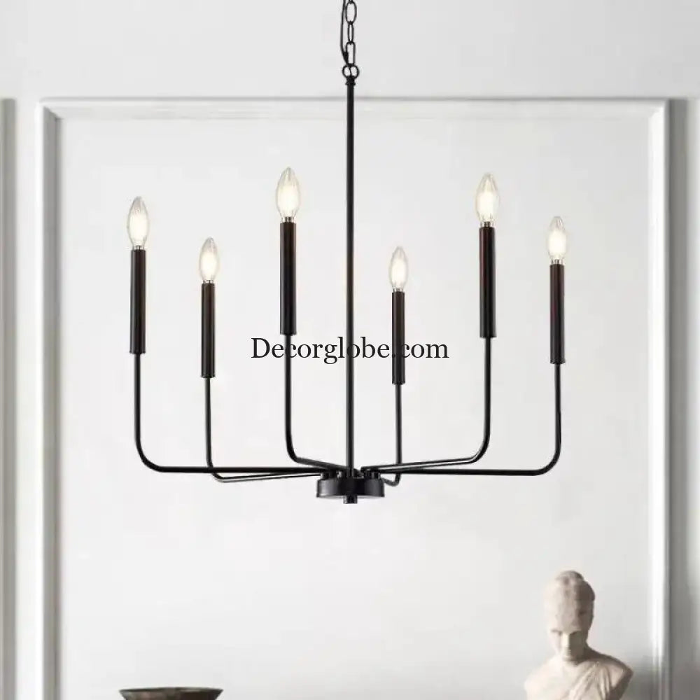 Retro Industrial Candle Chandelier Light for Bedroom and Study