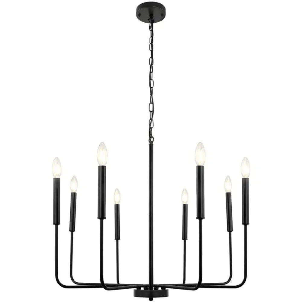 Retro Industrial Candle Chandelier Light for Bedroom and Study black 8 lights / China Mainland / Voltage 110V-130V|warm
