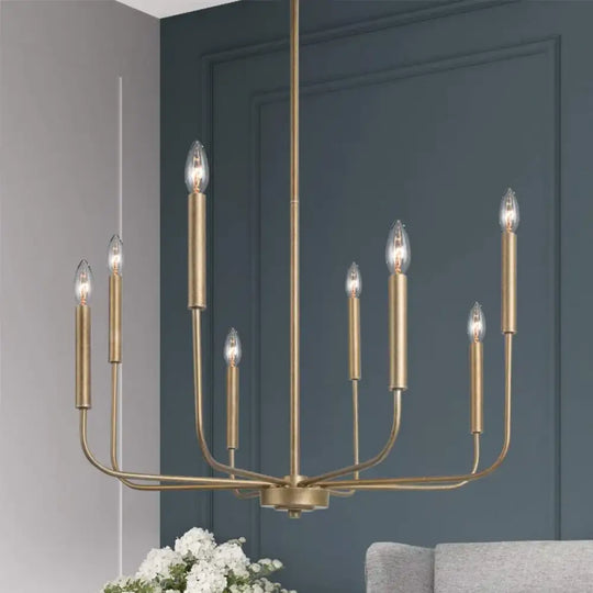 Retro Industrial Candle Chandelier Light for Bedroom and Study golden 8 lights / China Mainland / Voltage