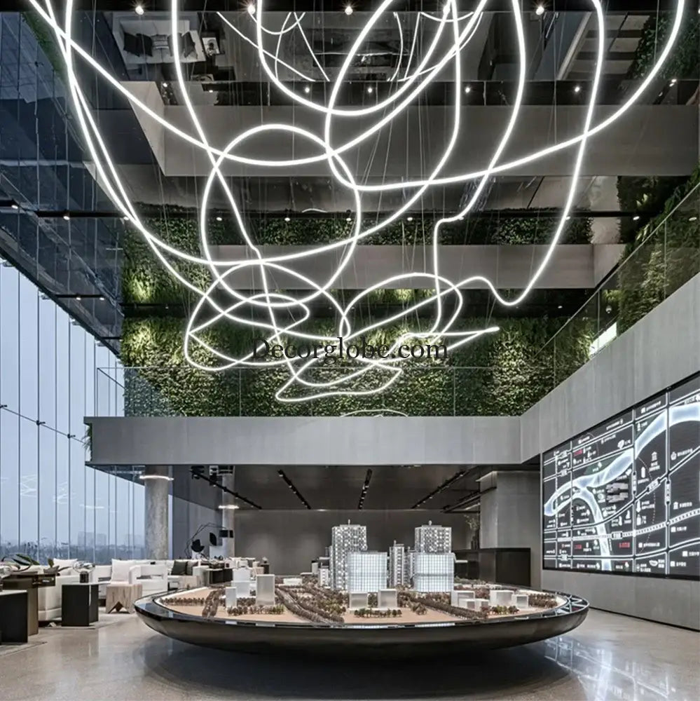 Amelia Custom Build Double Height White Ring LED Pendant Chandelier