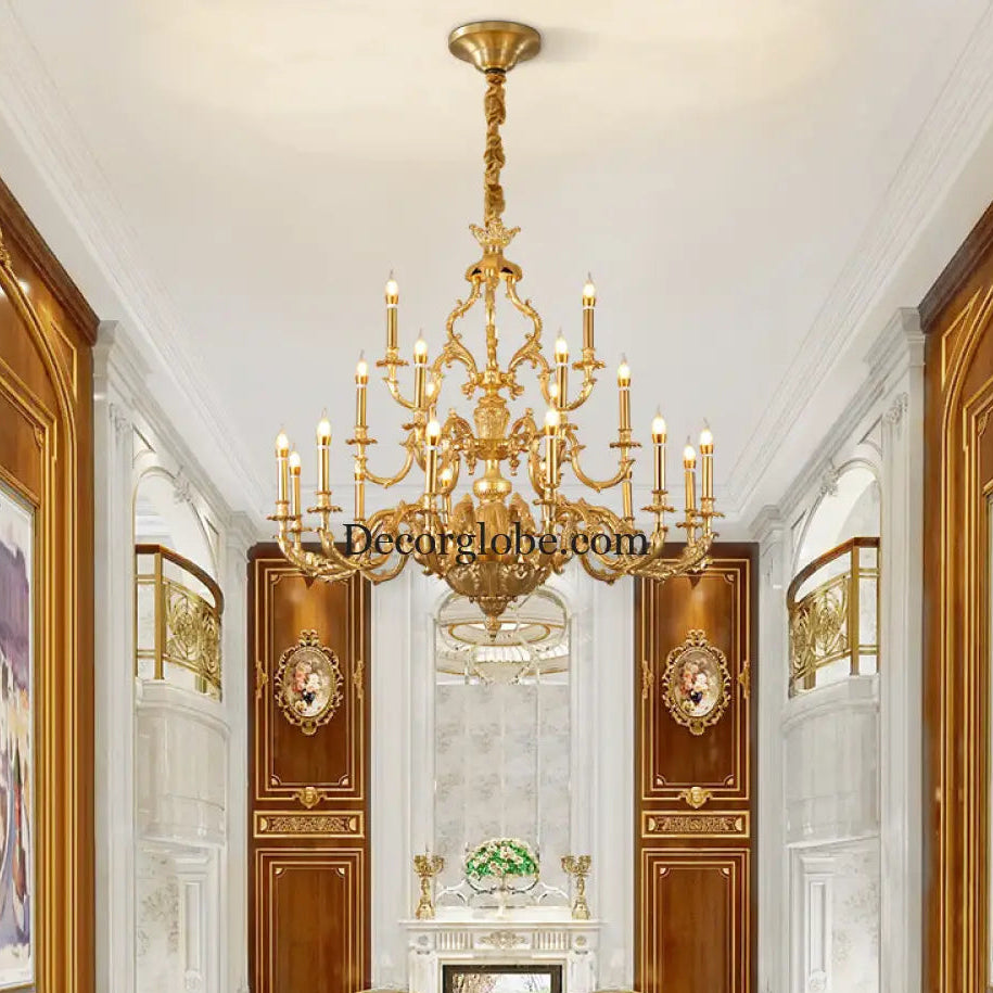 French style chandelier light luxury living room candle chandelier European luxury elegant retro Villa duplex building