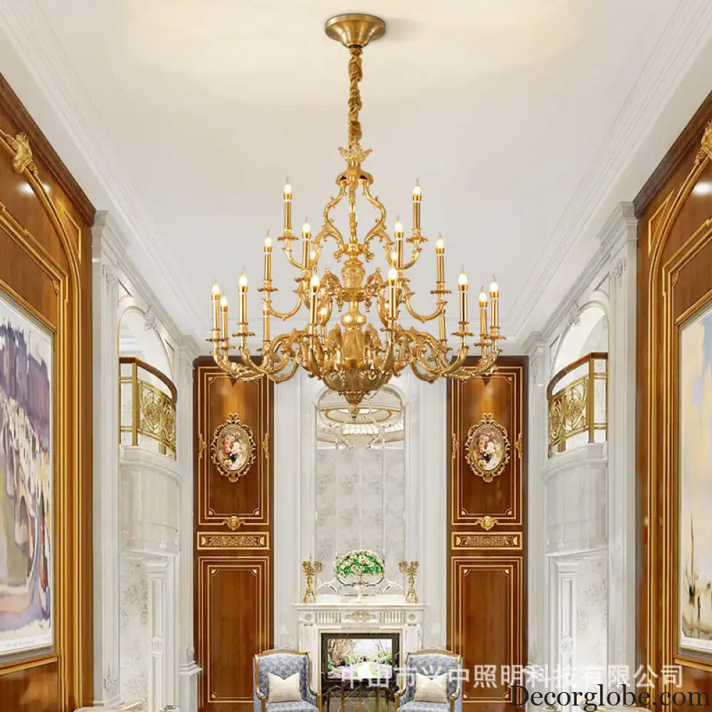 French style chandelier light luxury living room candle chandelier European luxury elegant retro Villa duplex building